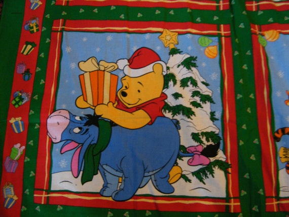 Cotton Fabric Winnie the Pooh for Sewing Christmas by CatBazaar