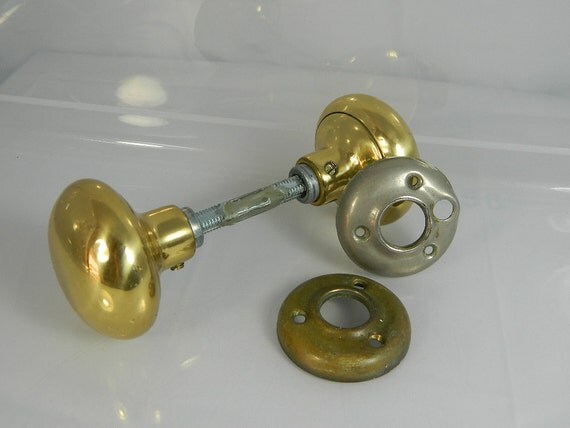 Vintage 1940s Brass Door Knob Complete with by 3sisterstreasures