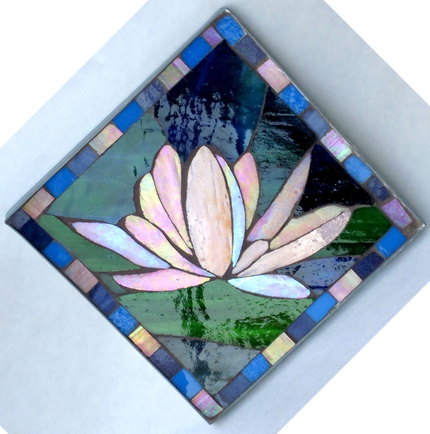 Stained Glass Water Lily Table Mosaic Trivet