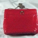 Red Chain Mail Bag Vintage Metal Purse with Leather Interior & 18" Drop Chain c1970's