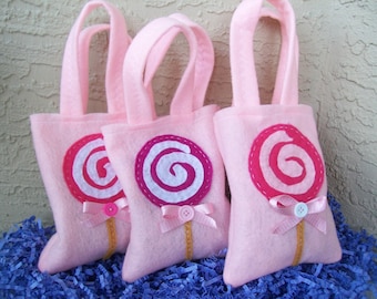 LOLLIPOP PARTY/ felt party bags/ funny and yummy lollipop/ set of 6/ candy party