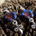 Clearance/Fleur De Lis with Burgundy Blue Czech Glass Flowers