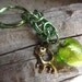 Clearance/Byzantine Chainmaille Green Keychain with Brass Kitten