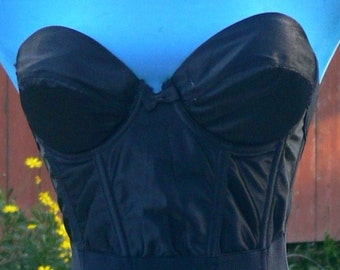 Boned Strapless Black Low Back Corset size 34D union label