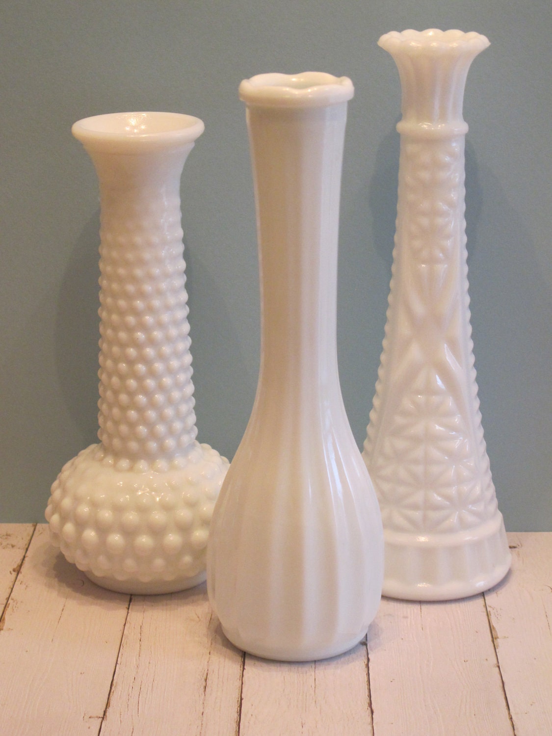 Vintage Milk Glass Vases The Aubrey Collection Set of 3