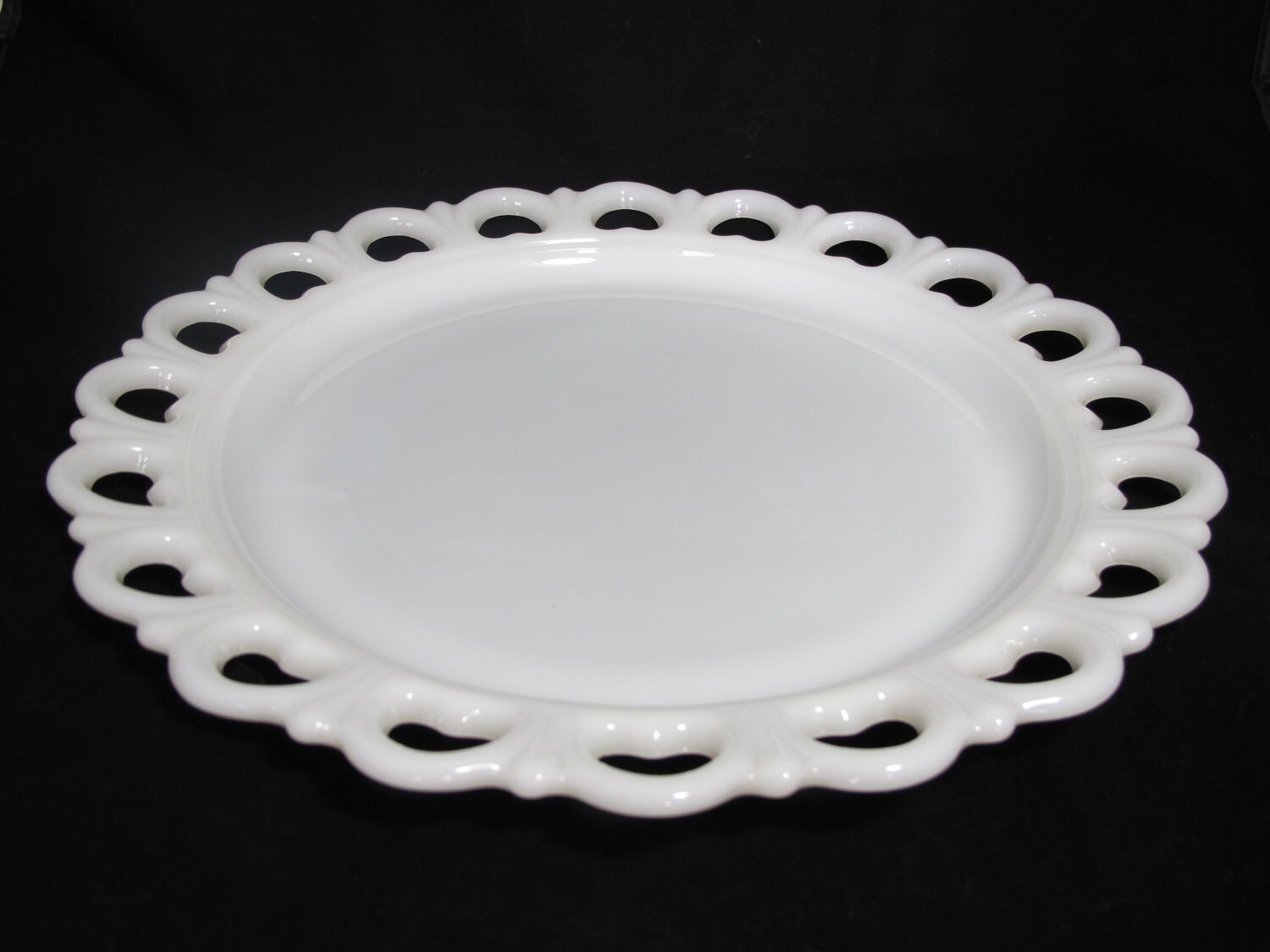 Lace edge milk glass plates