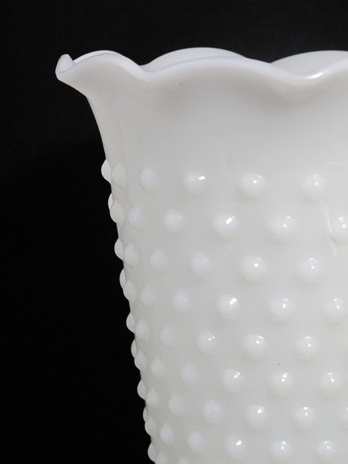 Vintage Hobnail Fluted Milk Glass Vase Large & Fluted