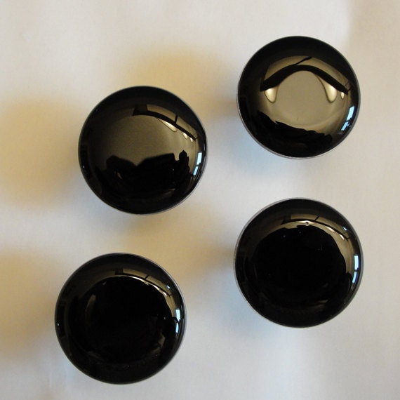 Round Black Fused Glass Knobs Knobs Pulls Black