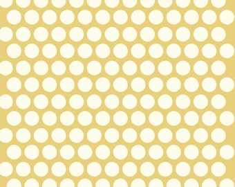 Organic Yellow Polka Dot Fabric - Birch Dottie 1 Yard