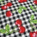 Red Cherry and Black and White Checker Fabric - 1/2 Yard