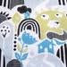 CLEARANCE - Organic Fabric Blue, Green, Black Floral and Hillside - "Hill and Dale" Taali Collection by Monaluna 22 Inches - End of Bolt
