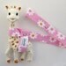 Toy Leash Tether Strap for Sophie The Giraffe & other toys -- Pink with White Flowers