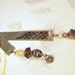 SALE, Bronze Leather Look Ribbon, Glass Beads and Brass Beaded Charm Ribbon Bookmark. CKDesigns.US