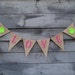 Love pink burlap banner with apple green felt flowers