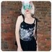 Black Peplum Tank - Ribbon Ruffle Tank - Full Moon Print- Wrap Around Print - LARGE tank