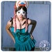 Teal Peplum Tank Top with Mermaid Art - SMALL tank - Ribbon ties