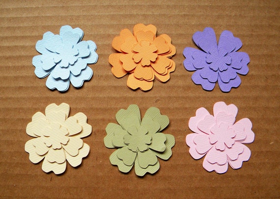 Die Cut Paper Flowers Handmade die cuts by UniquesStashNStuff