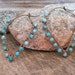 Petal. Lotus Petal Solid Copper Hoop Earrings, Wire Wrapped with Turquoise Stone