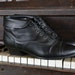 Vintage Black Cap Toe Cuffed Granny Ankle Boots with Heel size 8