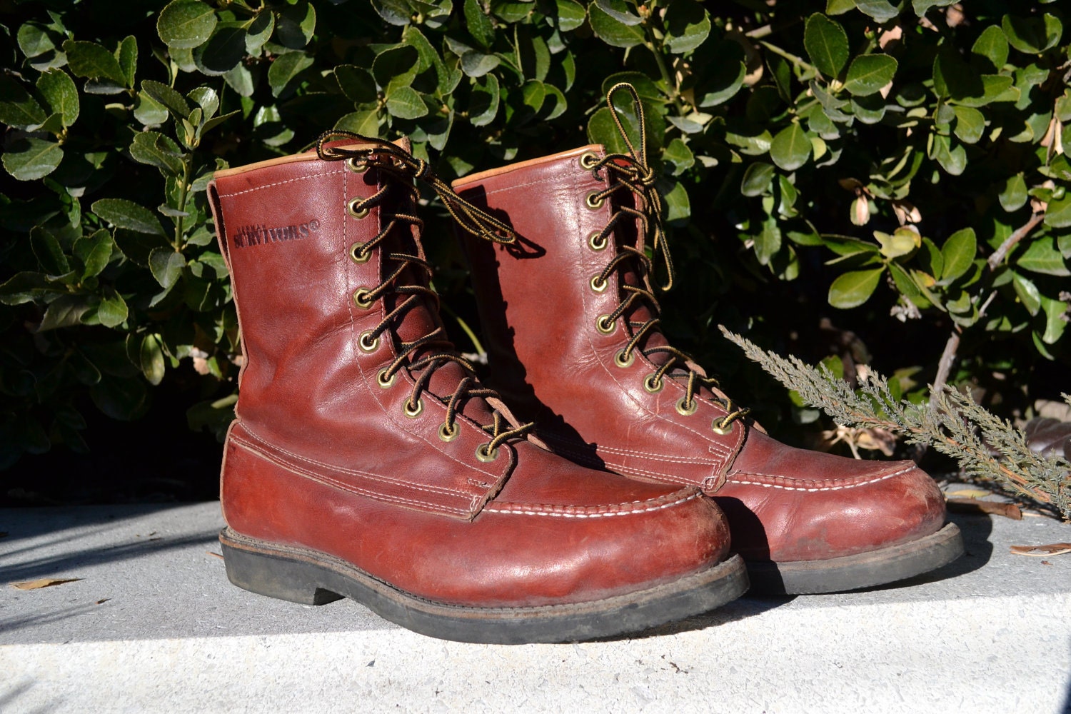 Vintage Tall Lace Up Leather Work boots by Herman Survivors