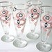 Vintage SET of 4 Pilsner by Federal Glass 1950s Atomic Eames Era Amoeba Clear GOLD Pink Black Glassware 8-1/8" Tall Footed Starburst Mad Men