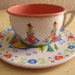 Tin Litho Toy Teacup and Saucer Ohio Art Swiss Miss 1960's