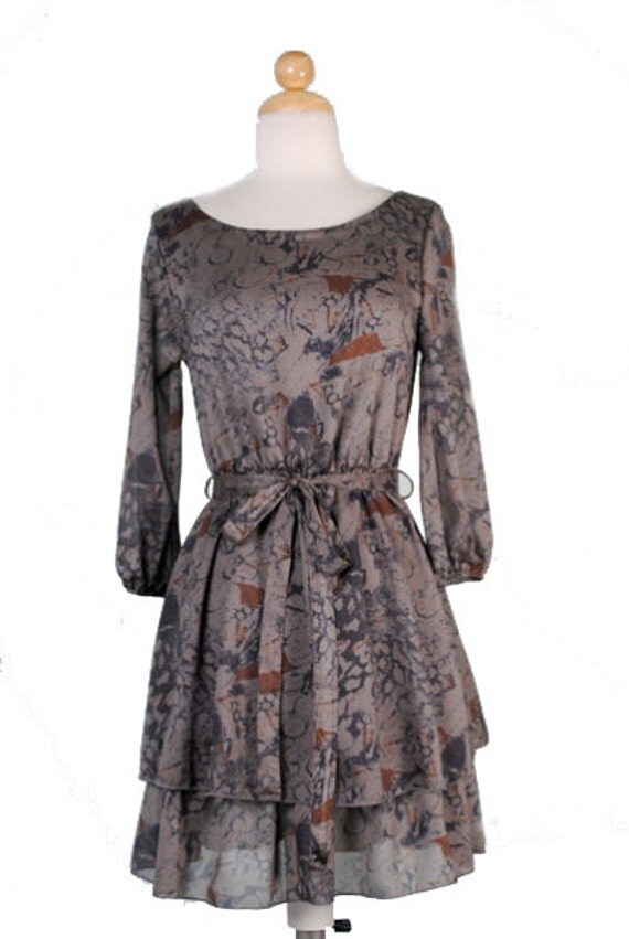 Items similar to Darling damsel grey printed layered dress on Etsy