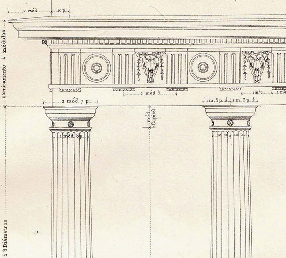 Doric Intercolumniation Architectural Drawing Vignola Spacing