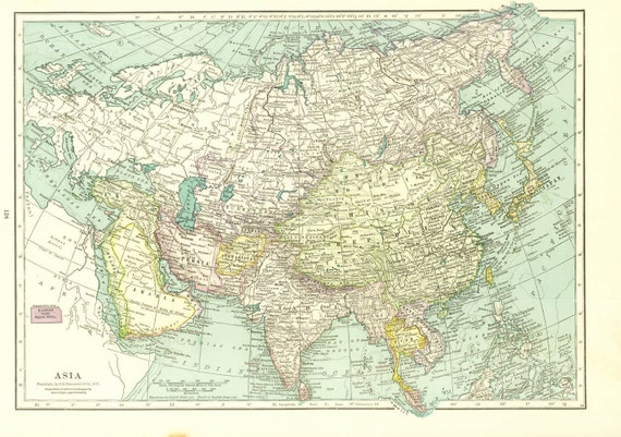 1930s Vintage Map Asia Large Map to Frame