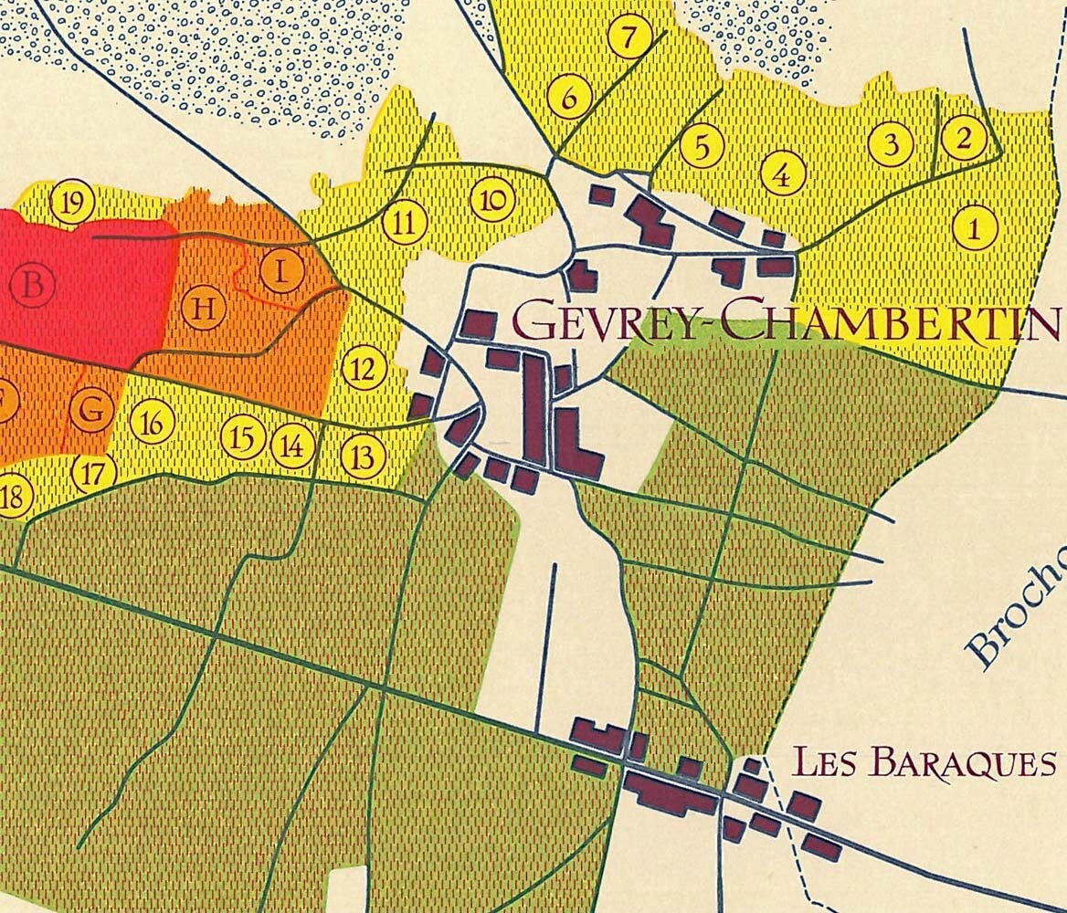 1969 French Wine Map Vintage Gevrey Chambertin