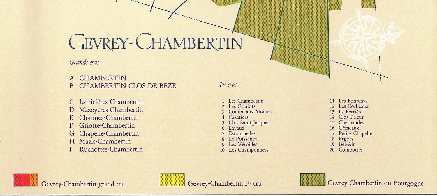 1969 French Wine Map Vintage Gevrey Chambertin