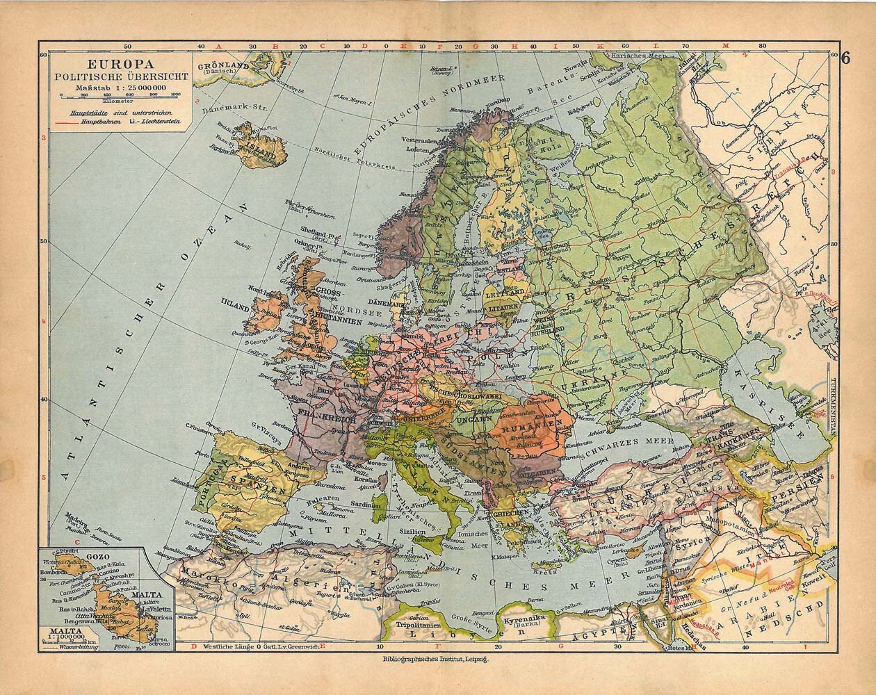 RESERVED 1928 Europe Vintage Map Political Division Wall Decor