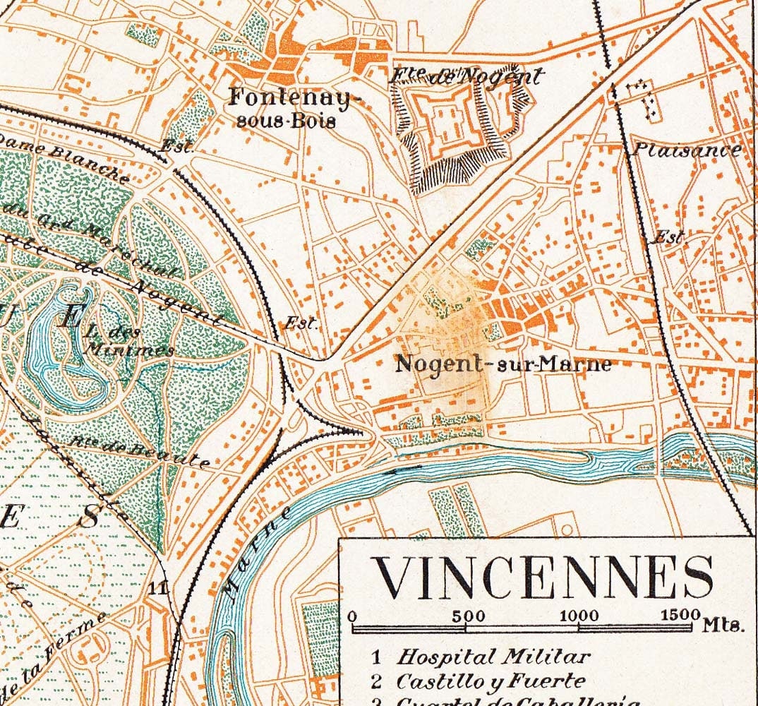 Vincennes Vintage City Plan Street Map 1920s by CarambasVintage