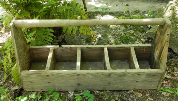 Large Vintage Wooden Compartment Tool Box / Flower Box Planter