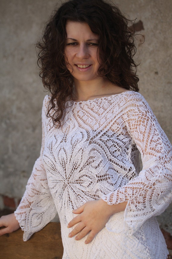 Items similar to Cotton knitted blouse 003 on Etsy