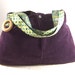 Preppy Grape Purple Corderoy Tote Bag with Green Vera Bradley Handles - Designer Upcycled Skirt