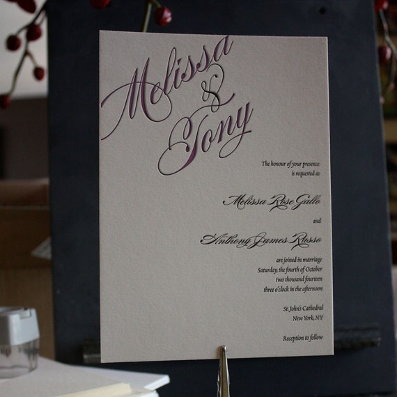 Items similar to Letterpress invitation "Melissa" on Etsy