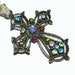 Colorful CROSS Bookmark Exquisite Antique Brass Rhinestone Gift Idea OOAK with Free Blank Journal