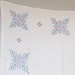 Vintage Square Blue on White Embroidered Tablecloth