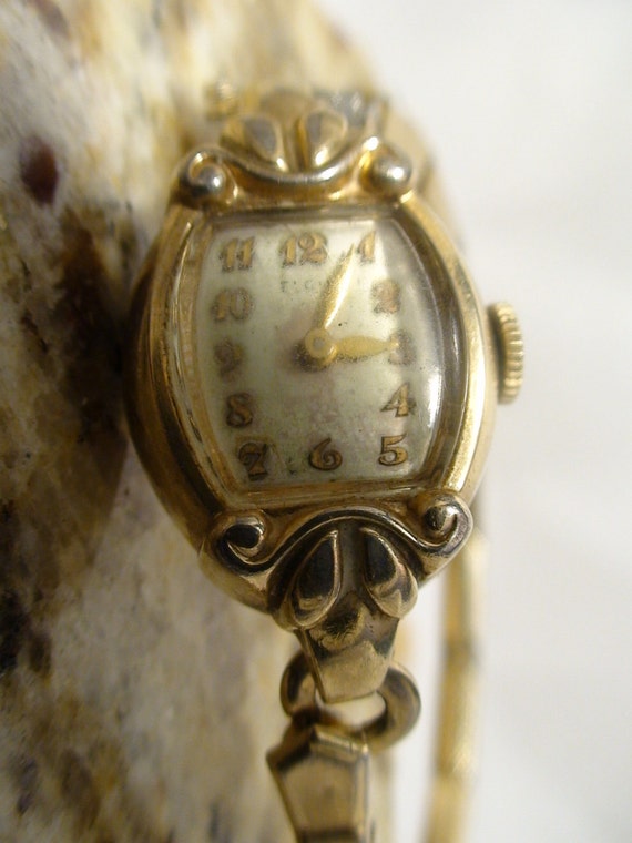 Vintage Wind-Up Elgin 10k Gold RGP Swiss Ladies Watch Broken