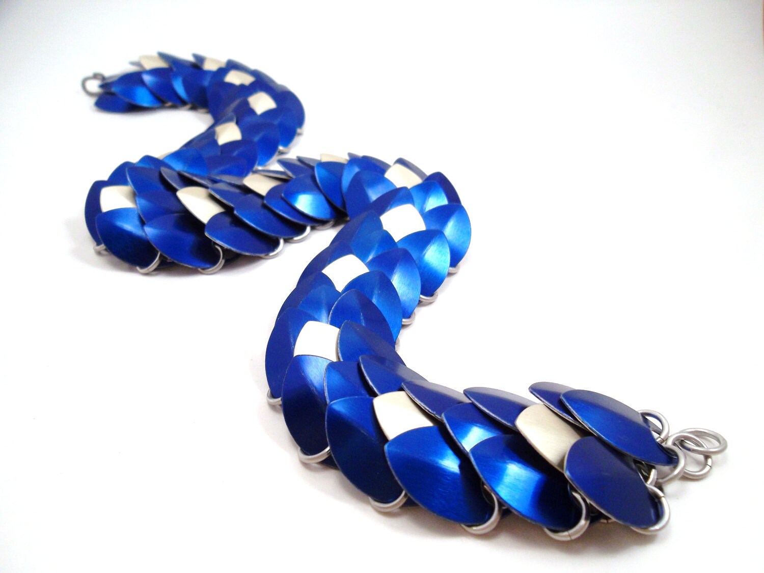 Dragon Scale Chainmail Necklace Blue and by SerenityInChains