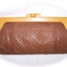 Vintage John Wind Yellow Plastic Handled Tan Leather Clutch Purse