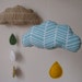 Blue baby crib mobile - cloud - blue and white with yellow for nursery