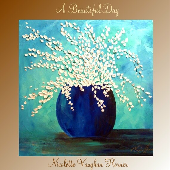 X Large ORIGINAL oil/acrylic Impasto floral painting on