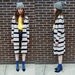 Vintage Striped Mod Long Stretchy Cardigan Cape Maxi Dress