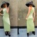 Velvet Pastel Lime Chartreuse Green Bodycon Stretchy Tight Maxi Dress