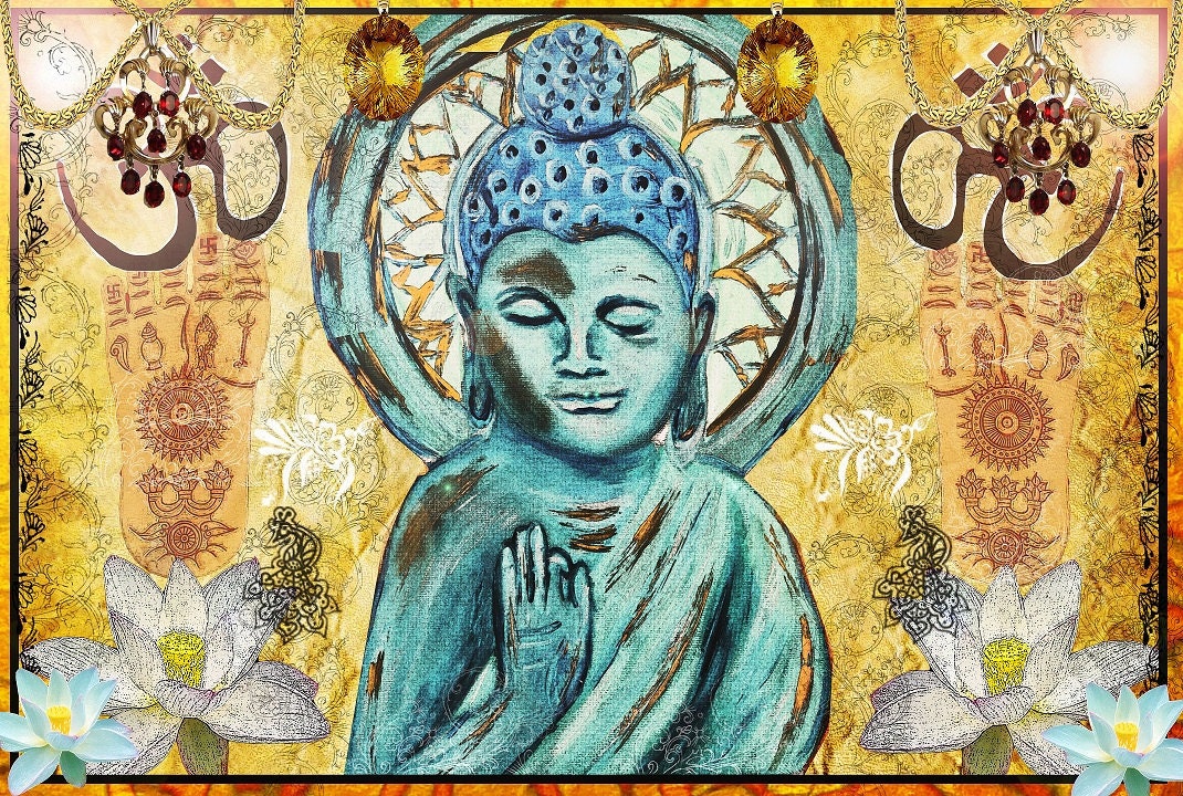 Buddha Statue Poster Mixed media zen art buddha artmodern