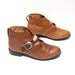 vintage 80's BUCKLE woven tan leather WESTERN ankle boots UNISEX mens 8.5 womens 10