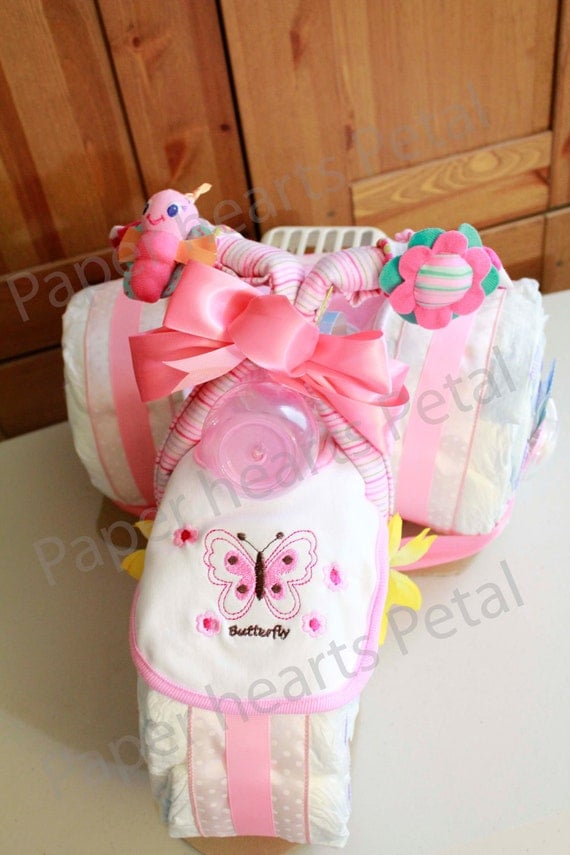 Deluxe Pink Baby Girl Butterfly and Flower ThemeTricycle