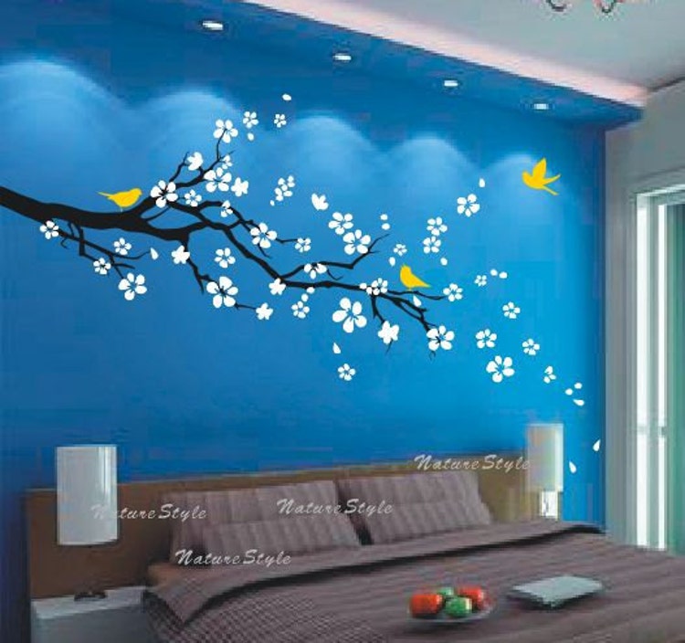 flower wall decals birds wall sticker nursery mural by NatureStyle
